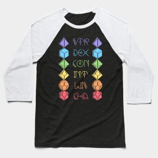 Character Abilities Dice Rainbow Baseball T-Shirt